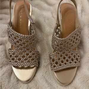 Kelly & Katie Gold Woven Women's Sandals Wedges